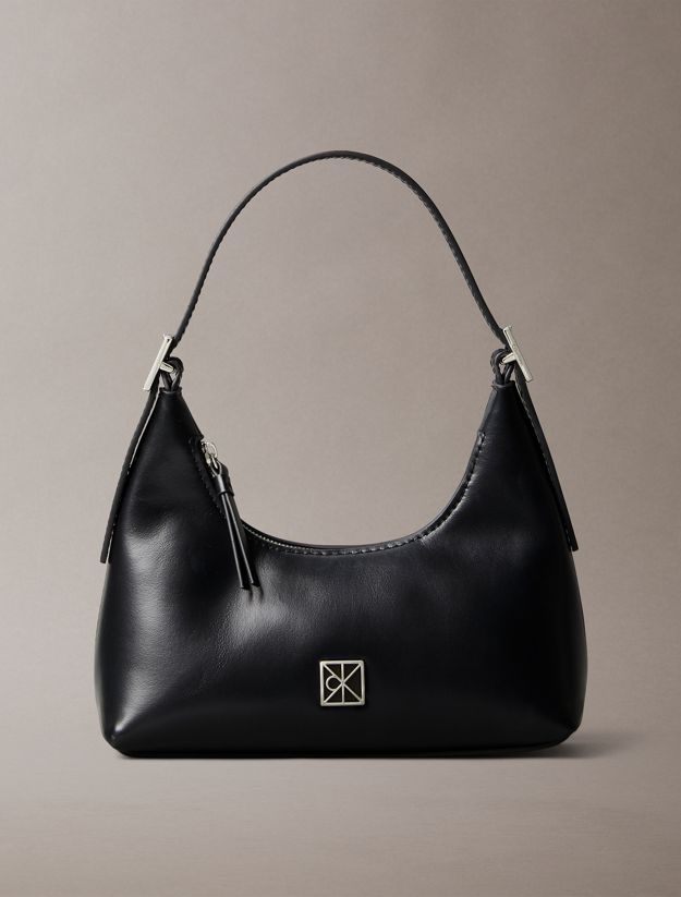 Monogram Logo Emblem Leather Small Shoulder Bag