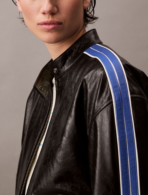 Relaxed Leather Zip Jacket