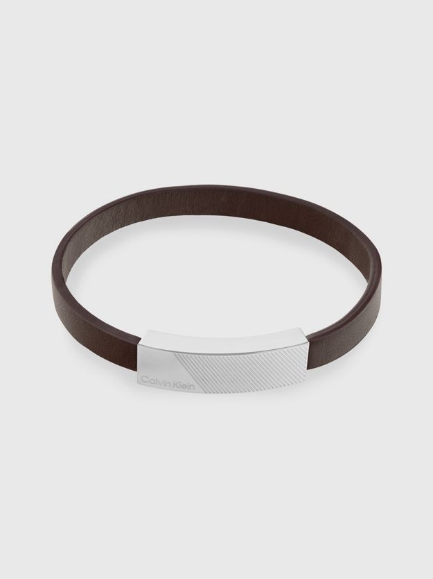 Logo Plaque Leather Bracelet