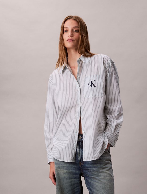 Cotton Poplin Striped Shirt