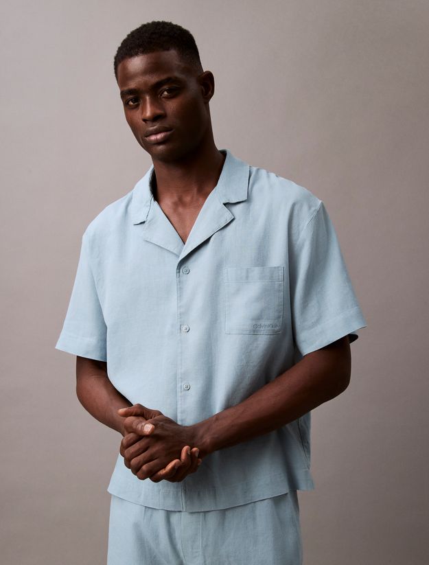 Linen Blend Pyjama Top