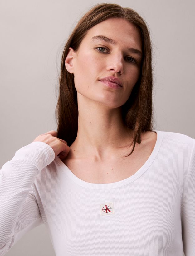 Ribbed Cotton Long Sleeve Top