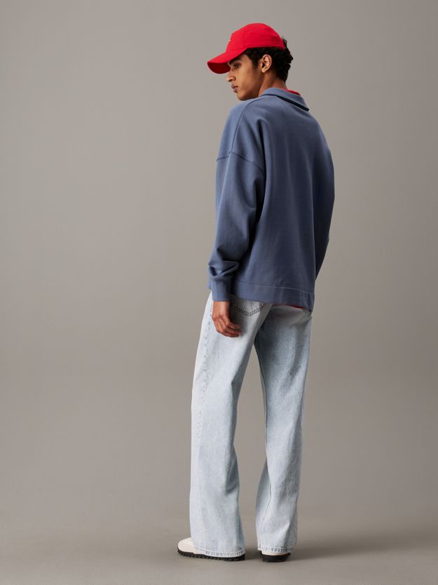 Cotton Terry Polo Sweatshirt