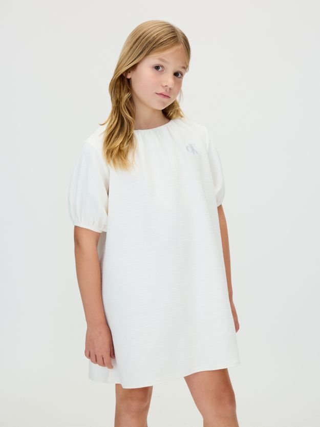 Puff Sleeve Crinkle Dress