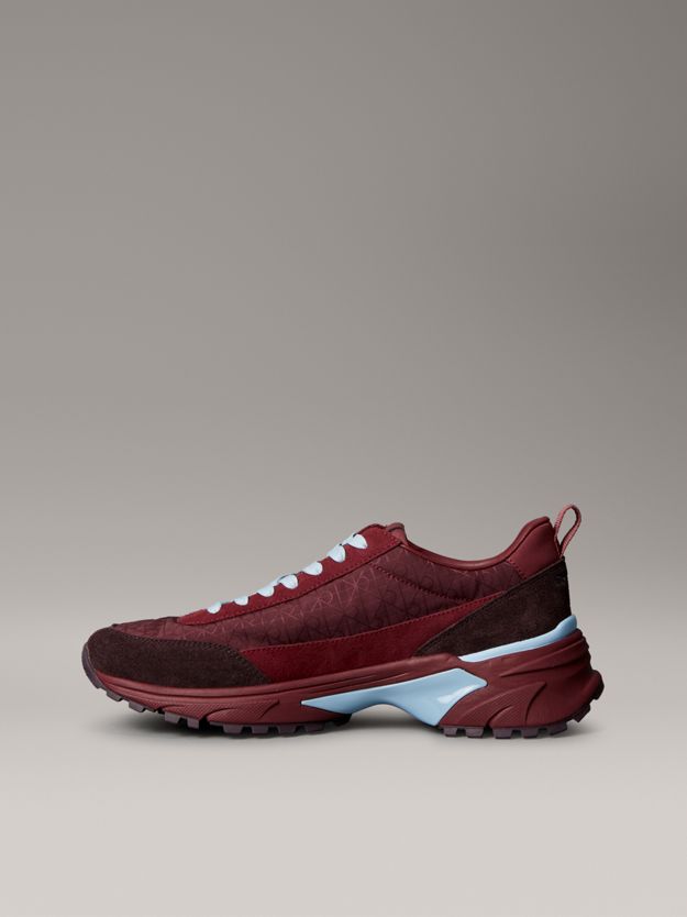 Suede and Emblem Logo Nylon Trainers