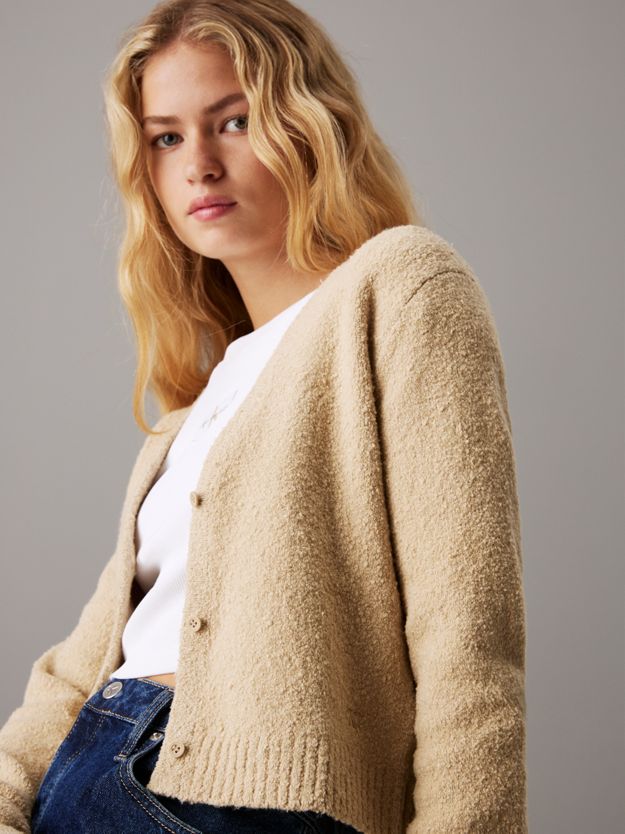 Cropped Textured Knit Cardigan