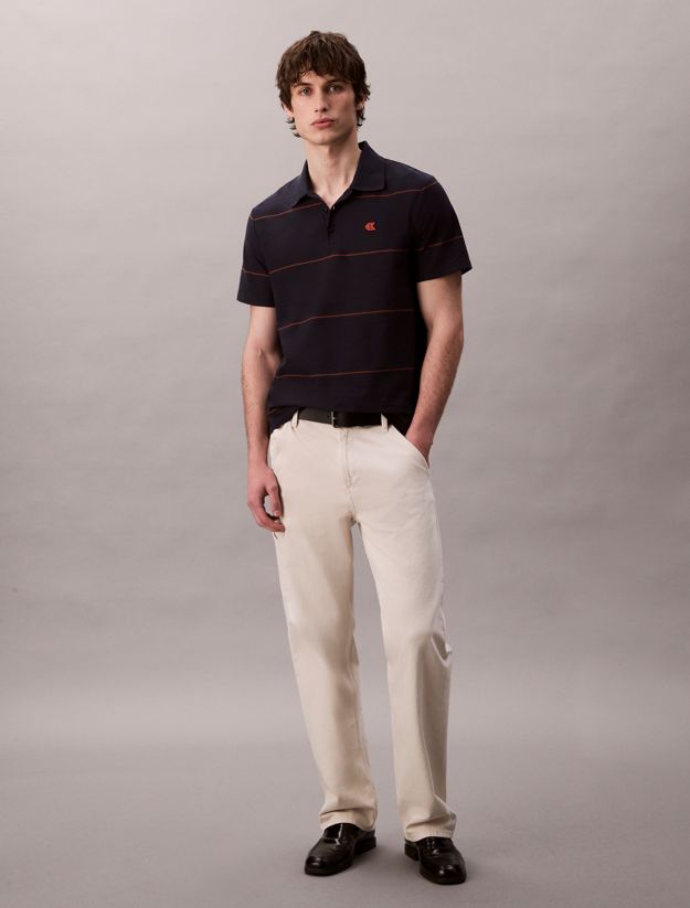 Textured Stripe Easy Polo Shirt