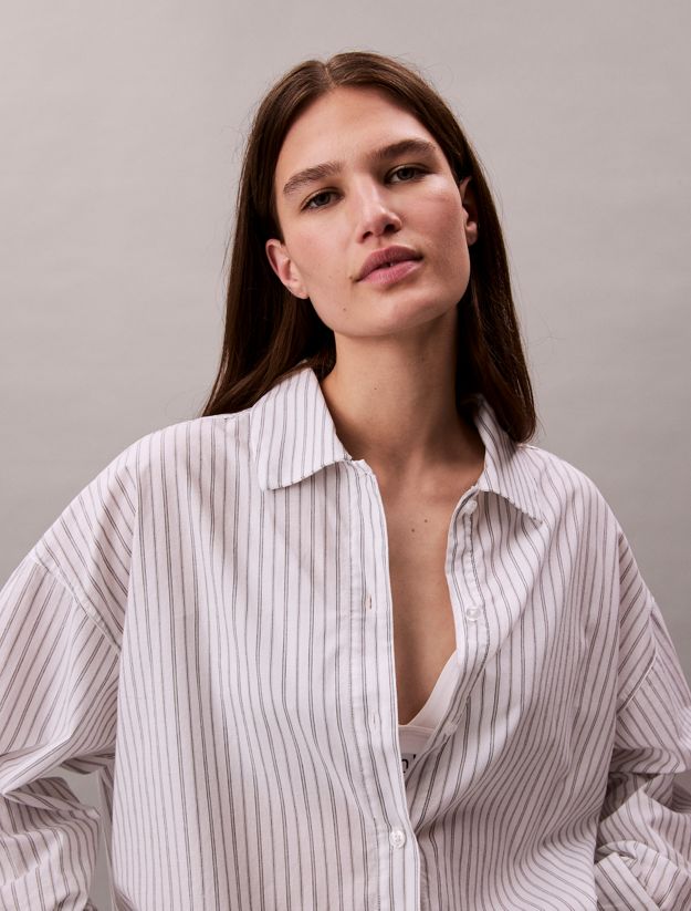 Cotton Poplin Pyjama Button-Down Shirt