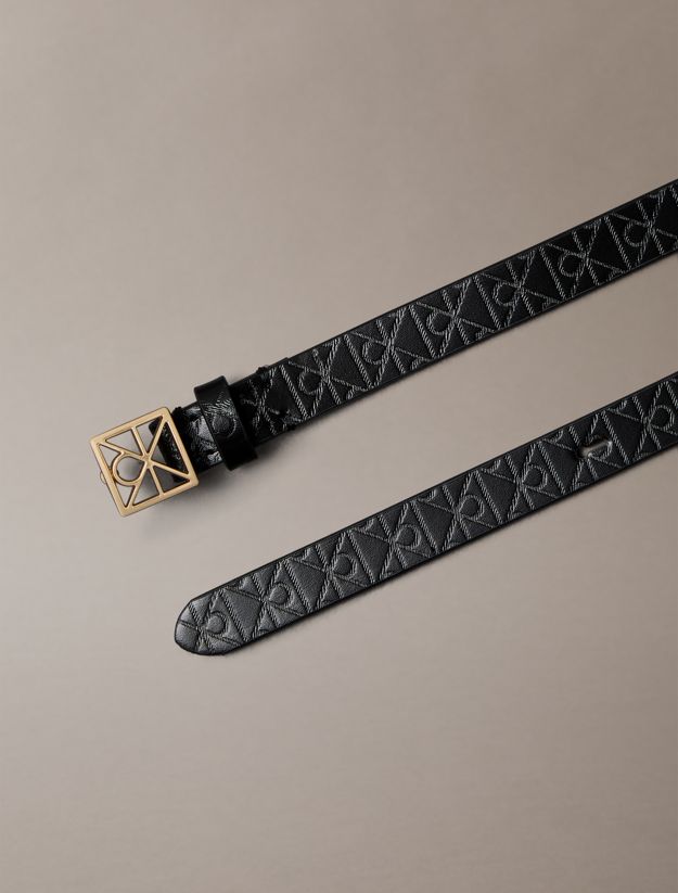 Full Grain Leather Skinny Logo Belt