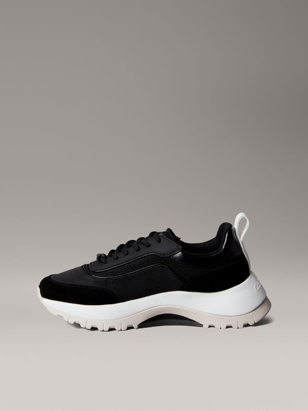 Leather and Mesh Mixed Material Trainers