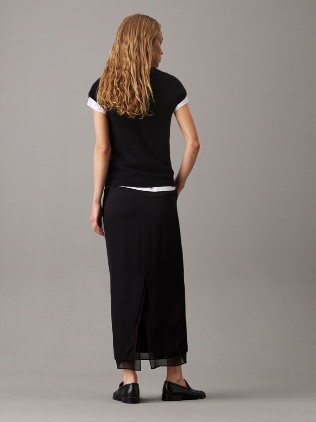 Sheer Panel Ankle Skirt