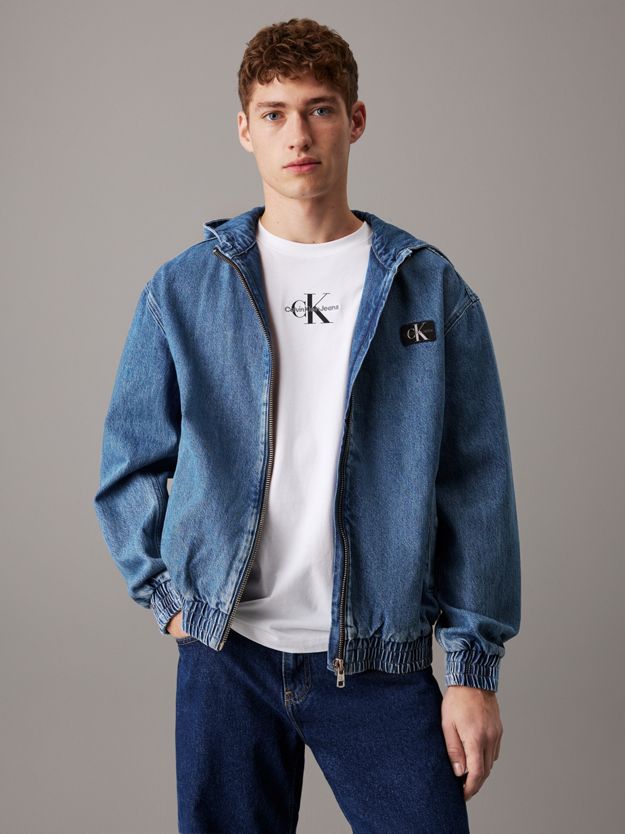 Hooded Denim Zip Up Jacket