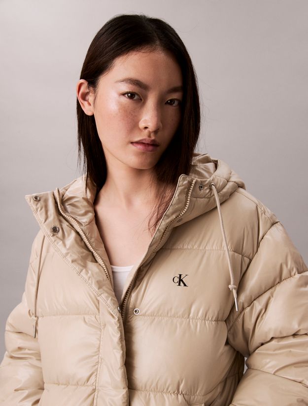 High Shine Hooded Puffer Jacket