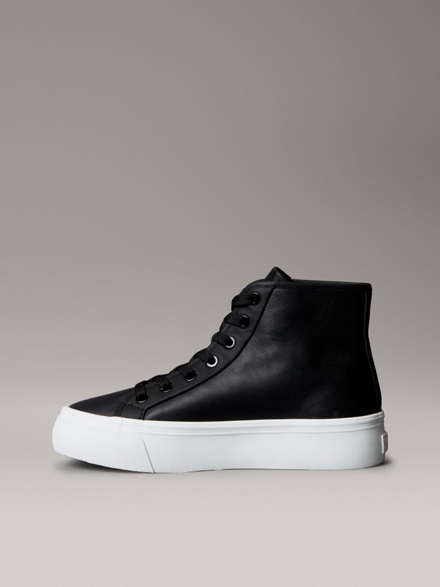 Leather High-Top Platform Trainers