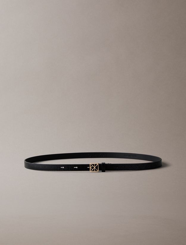 Full Grain Leather Skinny Logo Belt