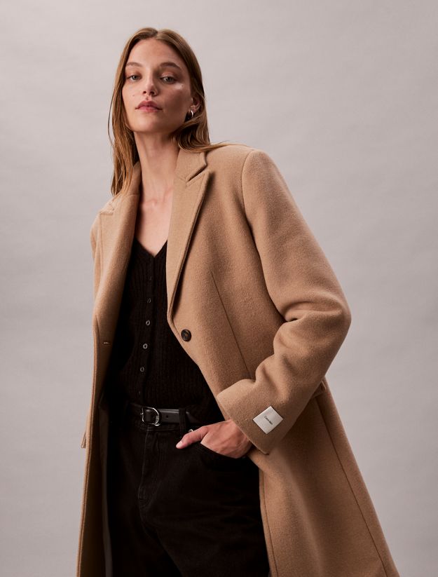 Wool Blend Tailored Coat