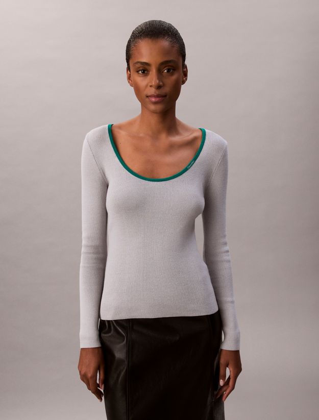 Cotton Blend Classic Scoopneck Sweater