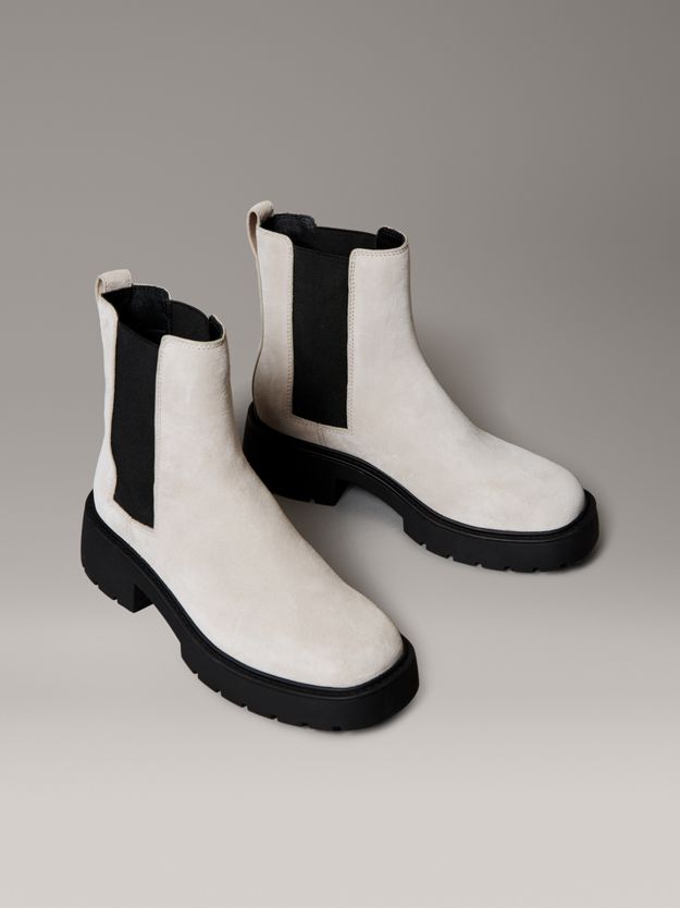 Leather Chunky Square Toe Chelsea Boots