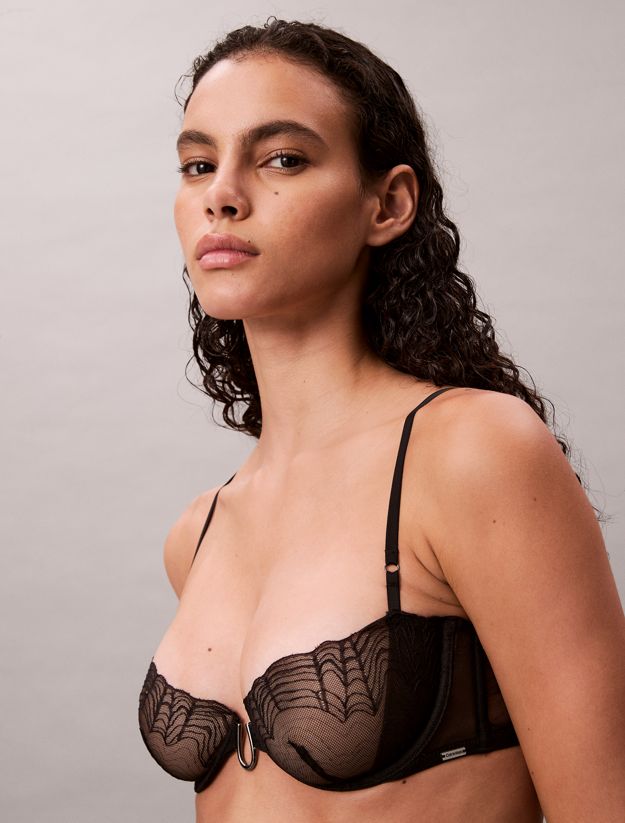 Unlined Balconette Bra - CK Black Geo Lace