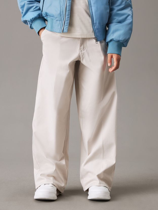 High Rise Wide Leg Chino Trousers
