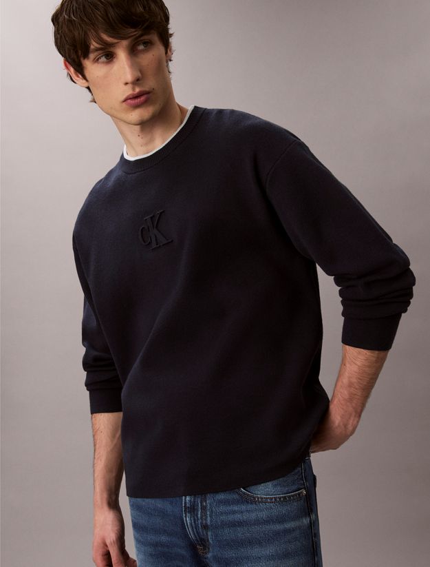 Embossed Monogram Logo Relaxed Sweater