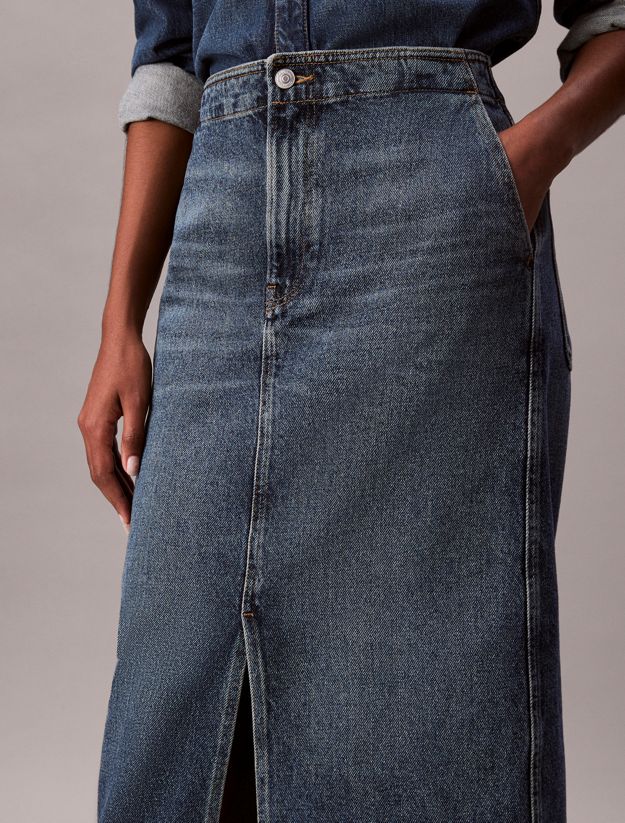 Denim Carpenter Maxi Skirt