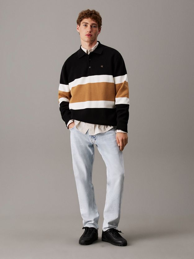 Half Milano Stripe Polo Shirt