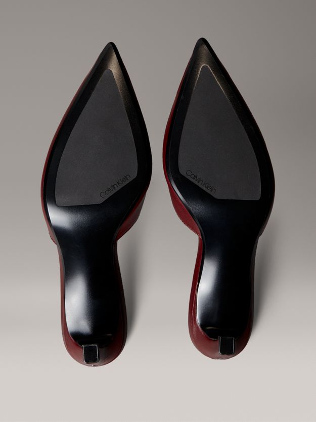 Leather Kitten Slingback Pumps