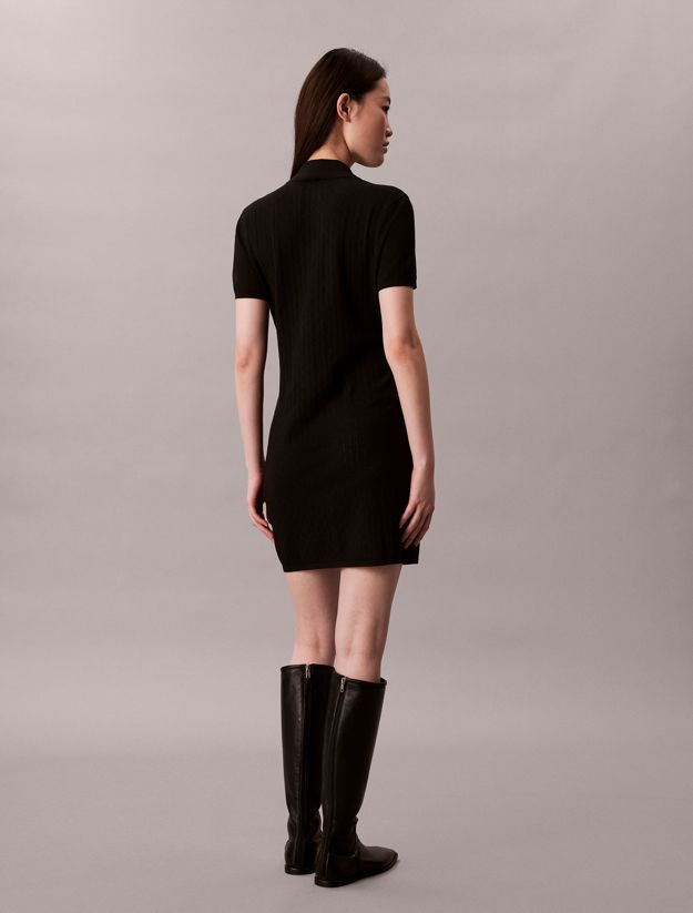 Logo Jacquard Zip Neck Dress