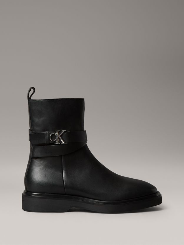 Leather Signature Logo Ankle Boots