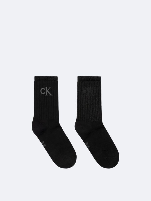 2 Pack Glossy Striped Crew Socks