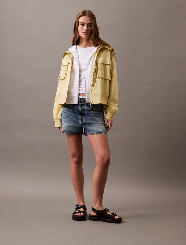 Soft Nylon Cropped Hooded Jacket