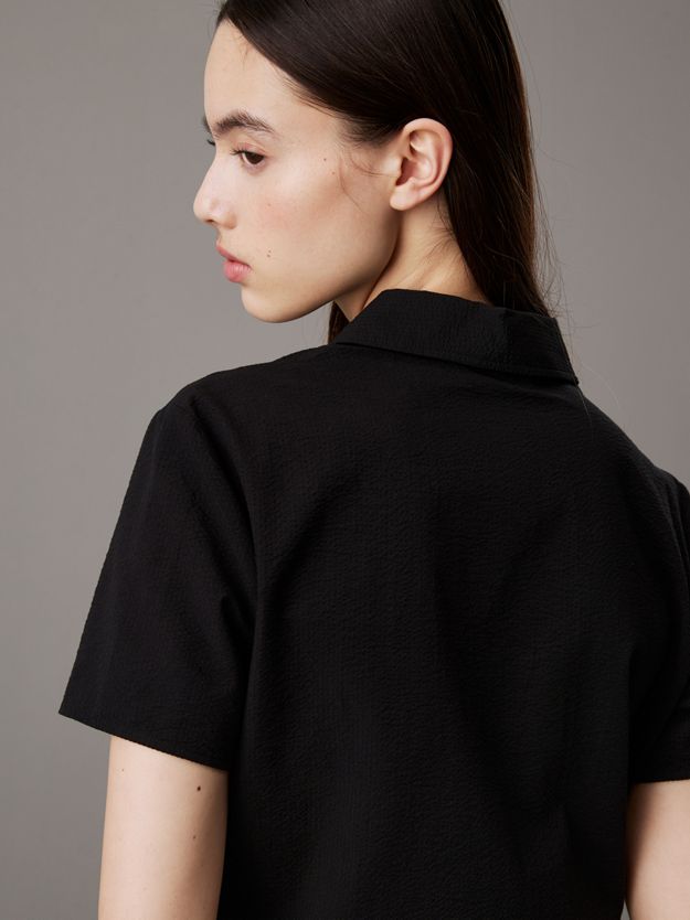 Seersucker Button-Through Dress