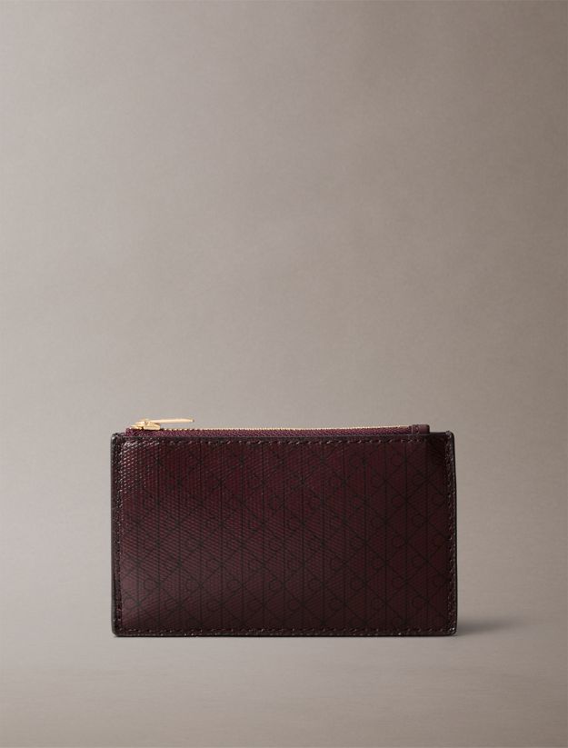 Monogram Logo Top Zip Card Holder
