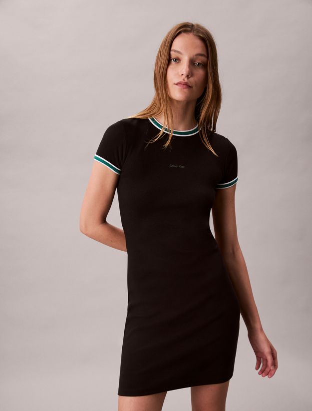 Sporty Slim Ribbed T-shirt Dress