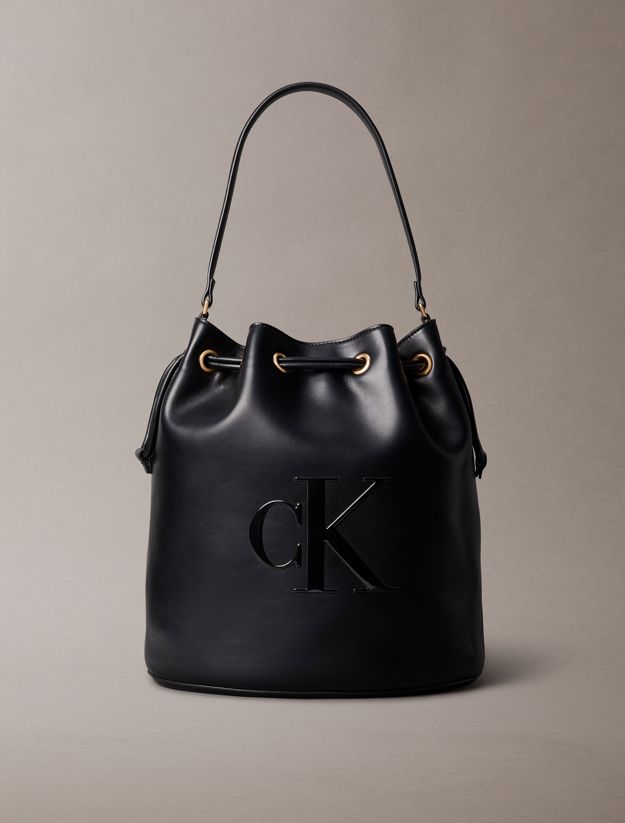Embossed Monogram Logo Bucket Bag