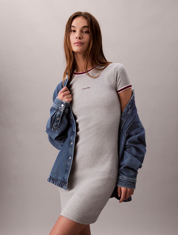 Sporty Slim Ribbed T-shirt Dress