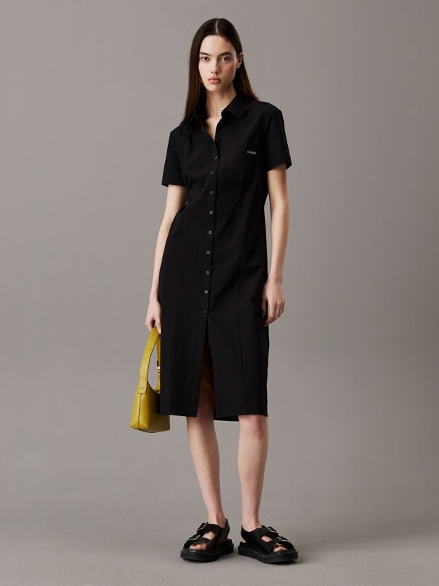 Seersucker Button-Through Dress