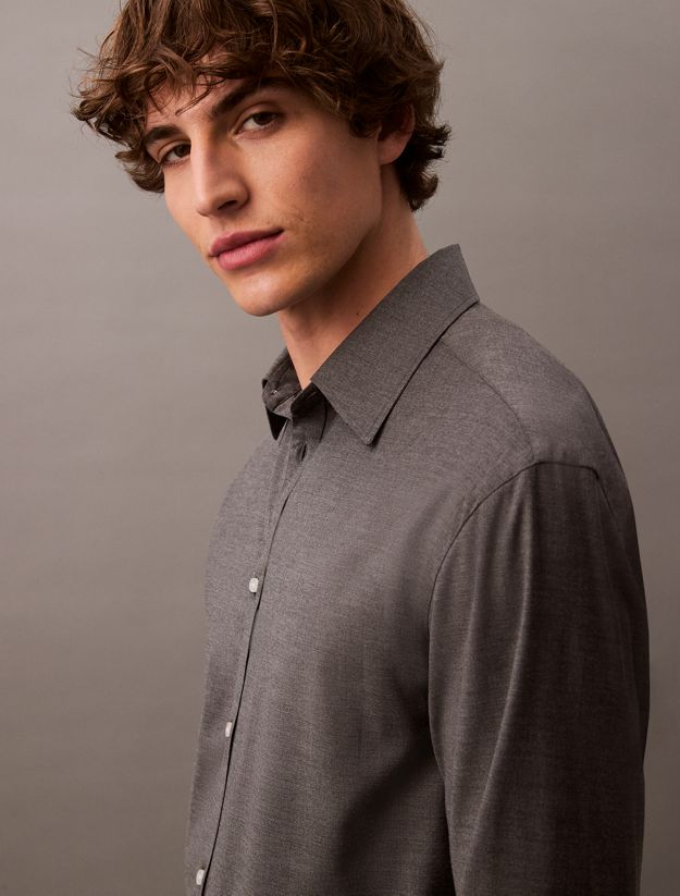 Relaxed Wool Blend Button-Down Shirt