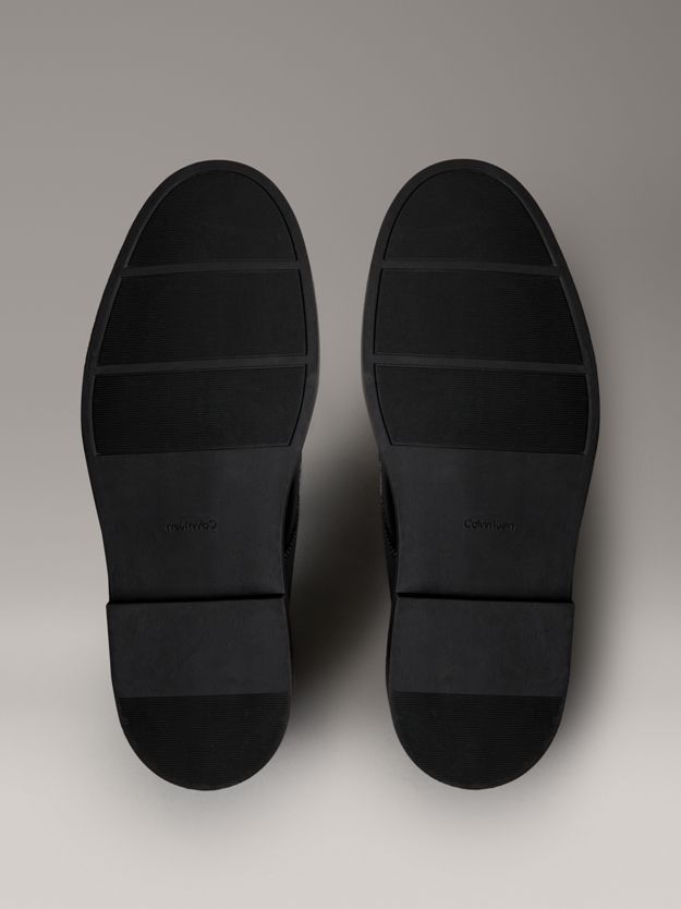 Leather Stacked Heel Lace-Up Shoes