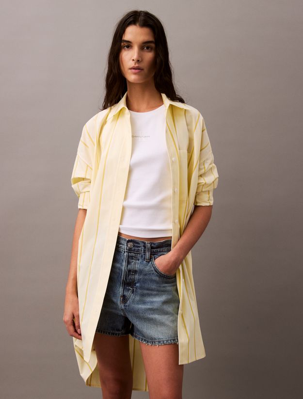 Relaxed Striped Cotton Shirt Dress