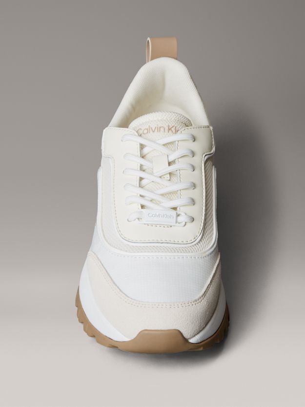 Leather and Mesh Mixed Material Trainers