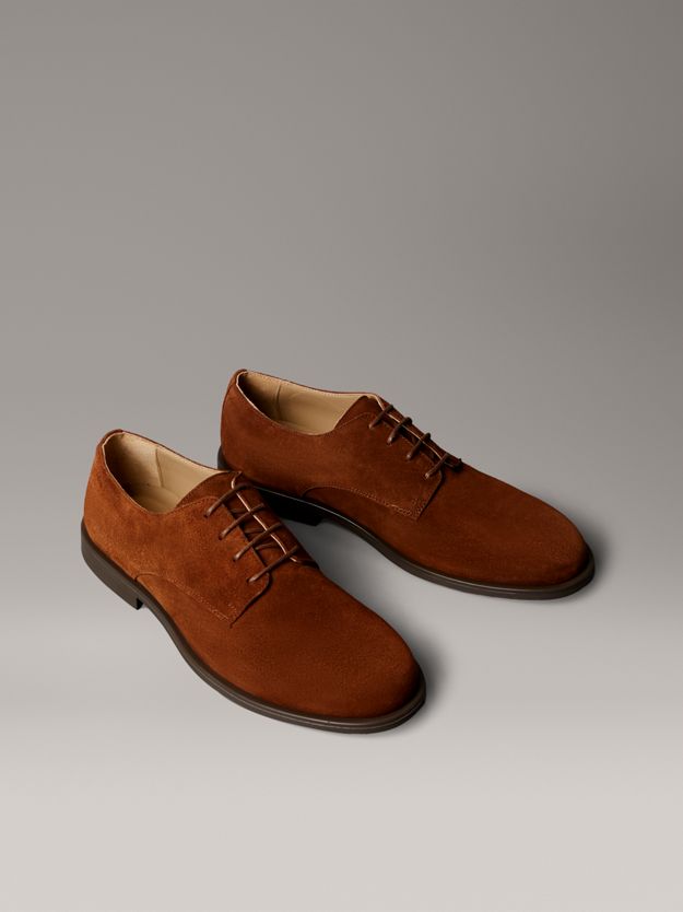 Suede Cushioned Derby Lace-Up Shoes