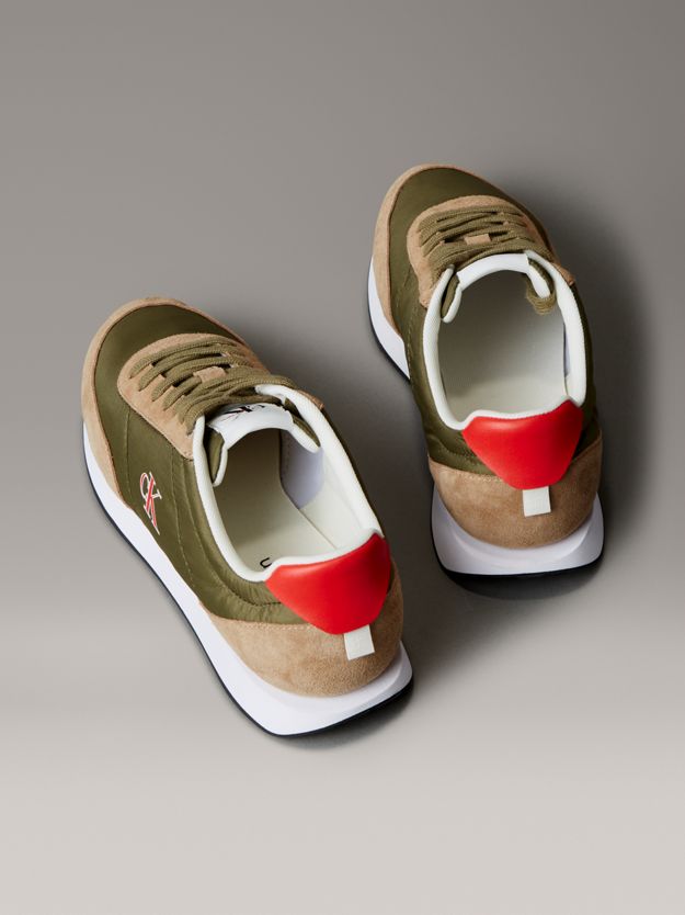 Suede Mix Signature Logo Runner Trainers