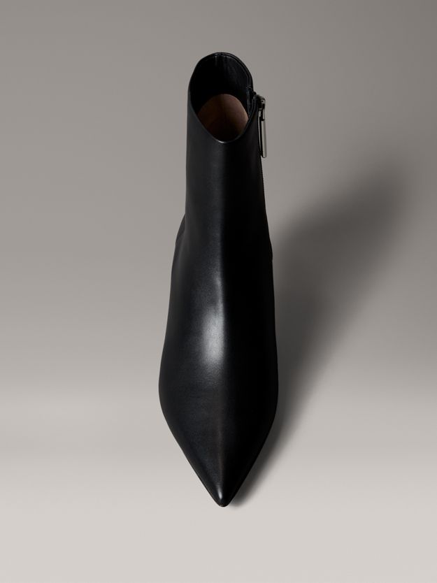 Leather Kitten Heel Zip Ankle Boots