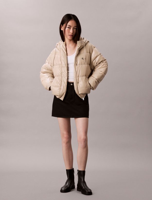 High Shine Hooded Puffer Jacket