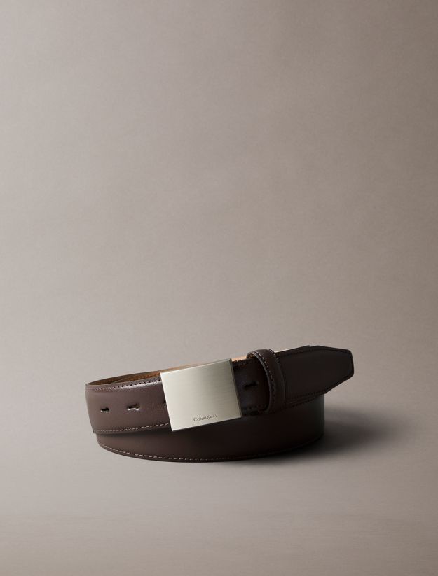 Full Grain Leather Plaque Buckle Belt