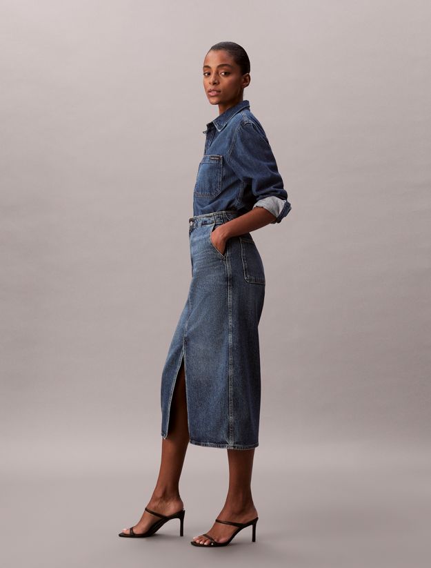Denim Carpenter Maxi Skirt
