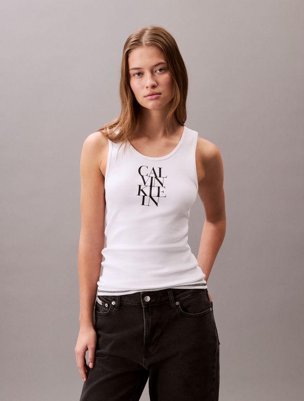 Logo Graphic Ribbed Tank Top