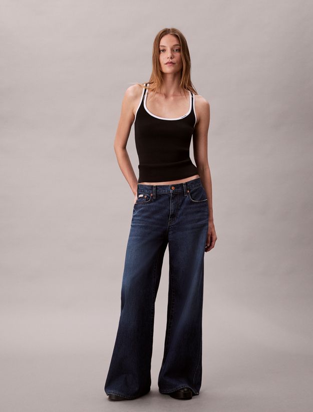 Contrast Trim Ribbed Tank Top